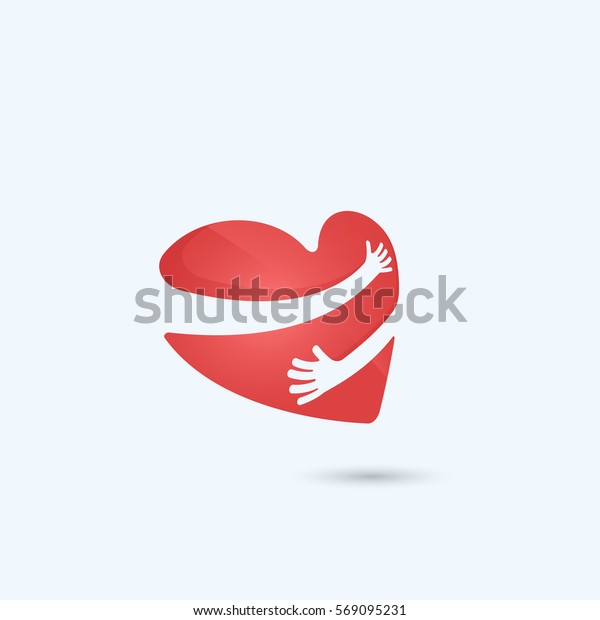 自分を抱きしめるロゴ 自分のロゴを愛する 愛と心のケアのアイコン 心の形と医療 のベクター画像素材 ロイヤリティフリー