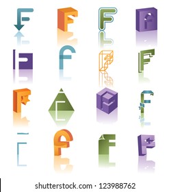 Huge Alphabet Icon Symbol Collection Letter F