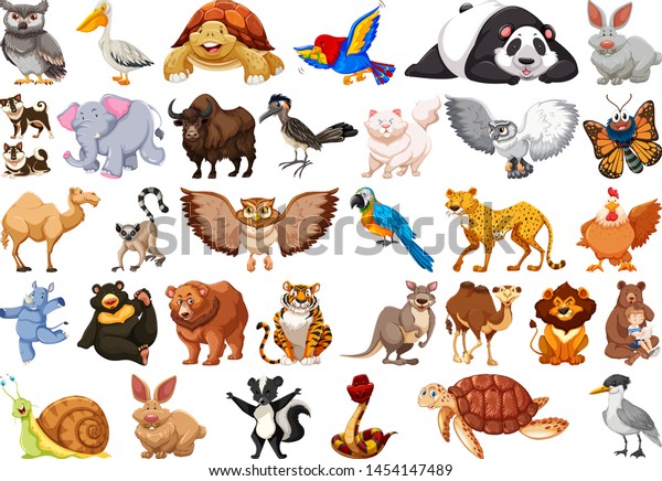 Huge Animal Set Bear Rhino Rabbit: vector de stock (libre de regalías ...