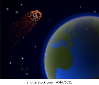 A huge asteroid florence flies near to the planet Earth. The probability of a worldwide catastrophe. Copy space.