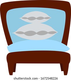 Gran cama, ilustración, vector sobre fondo blanco.