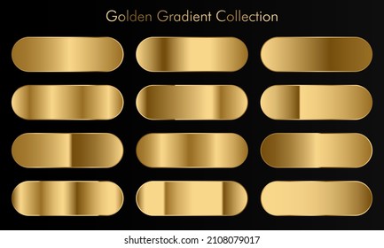 Huge big collection of golden gradients background swatches. Golden background texture. Vector illustration