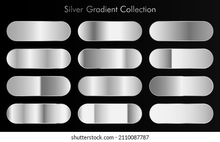 Enorme gran colección de pantanos de fondo de gradientes plateados. Textura de fondo plateado. Ilustración del vector