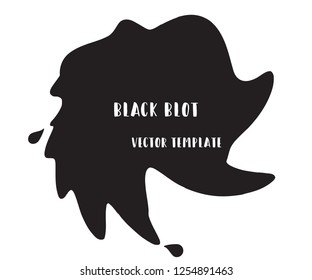 Huge Black Blot Isolated on White Background. Original Fluid Shape Vector Design. Dynamic Liquid Form Template. Wavy Liquid Blot Vector Illustration. Editable Element for Your Design