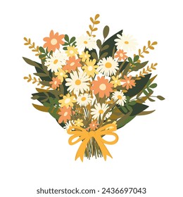 A huge bouquet of wildflowers. Vector illustration in flat style.