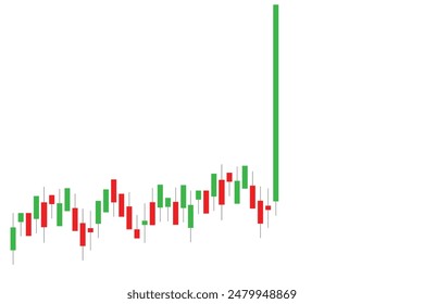 Huge buying in crypto, stock, forex, commodity. Bull market . Huge greed in market. Big green candle in candlestick chart.