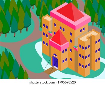Enorme castillo en medio del bosque.