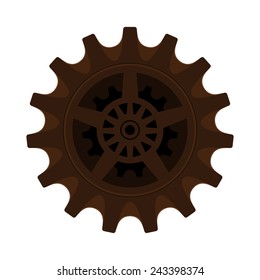 Huge cogwheel for technological design. Development and machinery icon.
