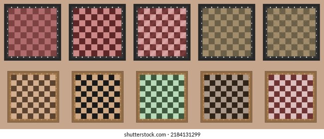 Huge collection of chess boards. Board game strategy. Vector