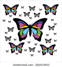 Huge collection of colorful butterflies. Vector