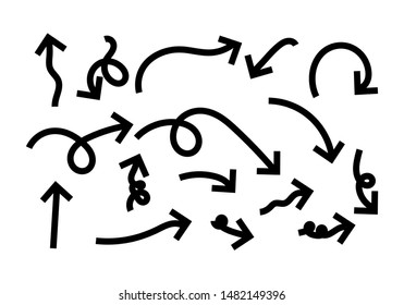 A huge collection of hand drawn arrow, pointers, directions doodles. Vector illustration