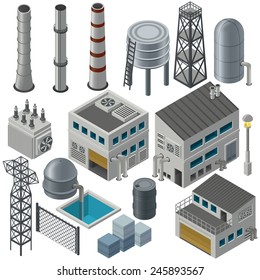 Huge collection of isometric industrial buildings and other objects, Could combine together in order to create big industrial area. 