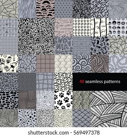 A huge collection of seamless abstract monochrome patterns.