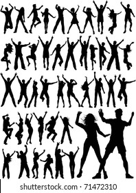 Huge collection of silhouettes of people dancing