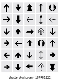 A huge collection of various vector black and white directional arrow elements