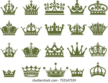 
A huge collection of vector crown in vintage style