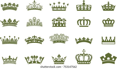 
A huge collection of vector crown in vintage style