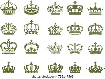 A huge collection of vector crown in vintage style