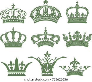 Huge collection of vector crown in vintage style