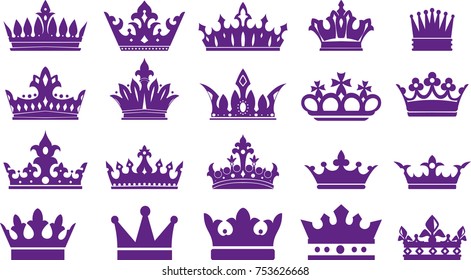 Huge collection of vector crown in vintage style