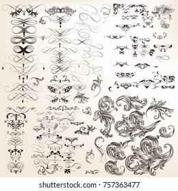 Huge collection of vector decorative calligraphic flourishes for design