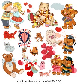 Huge collection of vector hand drawn child animals, bears, cats, rabbits for children design