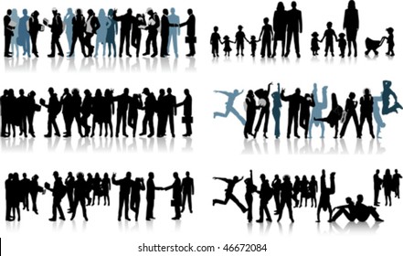 Huge crowd. All elements and textures are individual objects. Vector illustration scale to any size.