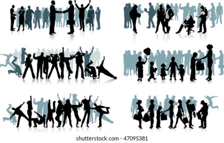 Huge crowd. All elements and textures are individual objects. Vector illustration scale to any size.