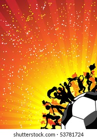 Huge Crowd Celebrating Soccer Game. Editable Vector Image