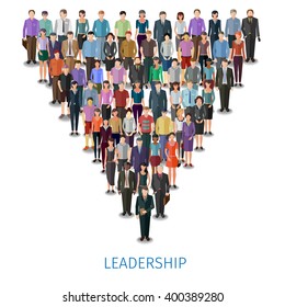 huge crowd of different casual people follow the leader, conceptual illustration
