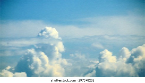 A huge cumulus clouds against blue sky. Vector illustration
