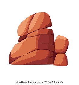 Huge desert rock cliff vector illustration, desert mountain or hill, brown red desert stone, orange red rock formation
