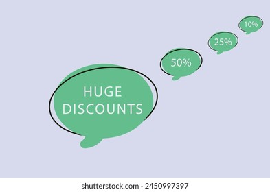 Huge Discounts speech bubble text. Hi There on bright color for Sticker, Banner and Poster. vector illustration