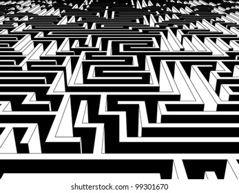 Huge and endless labyrinth of walls