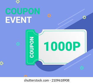 A Huge Event Where You Get 1000 Points Coupons Illustration Set. Vector Drawing. Lotto, Card, Lucky, Pay, Sale. Hand Drawn Style.