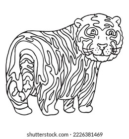 a huge fat tiger looking back