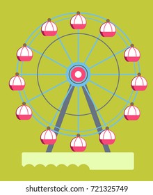 Huge ferris wheel with round cabins isolated illustration