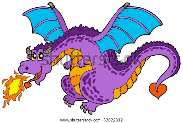 Huge Flying Dragon Vector Illustration Stock Vector (Royalty Free) 52822312