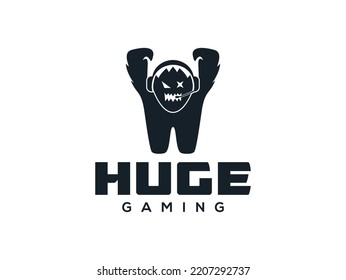 huge gaming mascot logo design	
