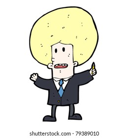 huge hair cartoon businessman