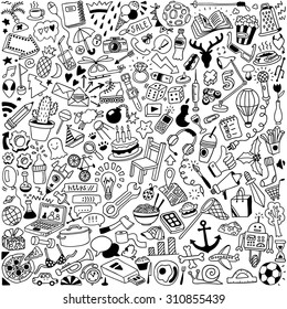 huge hand-drawn doodle set