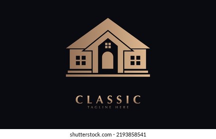 Huge House Vector Logo Monogram Template