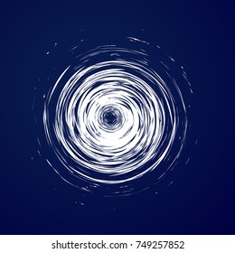 Huge hurricane, tornado, typhoon, white swirl clouds, twister on blue sea background top view. Danger cyclone vector illustration, web infographic.