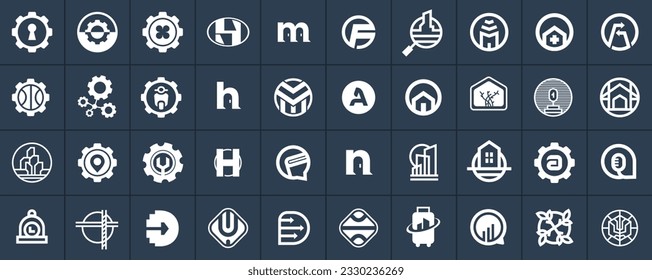 Huge logo collection for any business, random logo set vector