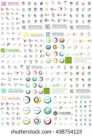 Huge logo mega set, abstract geometric business icon collection. Branding corporate logotypes, identity universal concepts, flag logo