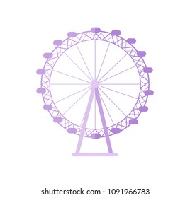 Huge London Eye As Popular Tourist Destination. Biggest Ferris Wheel Of England. Famous Great Britain Sight Isolated Cartoon Vector Illustration.