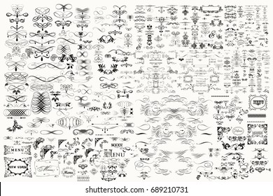 Huge mega big collection or set of vector decorative elements for design - Shutterstock ID 689210731