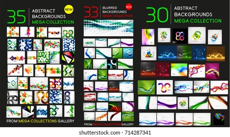 Huge mega collection of abstract backgrounds - wave, geometric shapes like triangles or squares, blurred designs and other