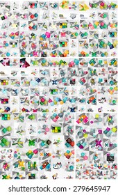 Huge mega collection of abstract geometric paper graphic layouts. Universal backgrounds, presentation templates or web covers