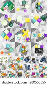 Huge mega collection of abstract geometric paper graphic layouts. Universal backgrounds, presentation templates or web covers